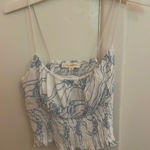 White and blue crop top